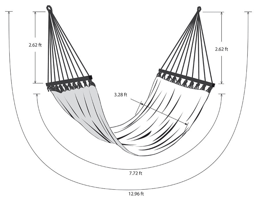 Classic Red Cotton Hammock, Wooden Bar