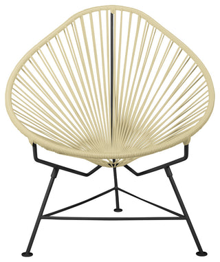 Junior Indoor/Outdoor Handmade Acapulco Chair, Ivory Weave, Black Frame