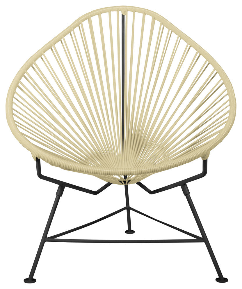 Junior Indoor/Outdoor Handmade Acapulco Chair, Ivory Weave, Black Frame