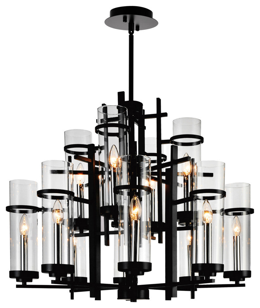 Sierra 12 Light Up Chandelier With Black Finish