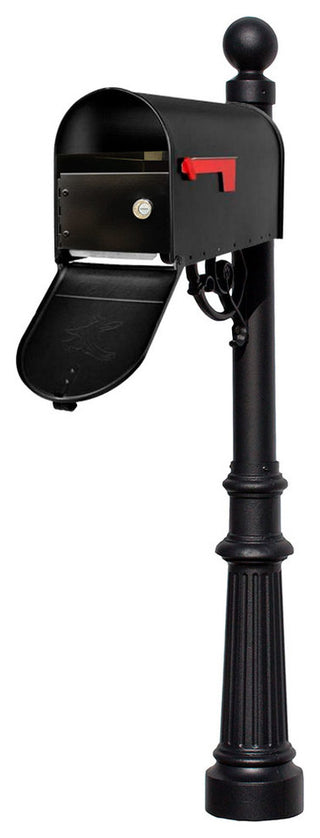 Lewiston Post System-E1 Economy Mailbox, Locking Insert, Mounting Plate, Black