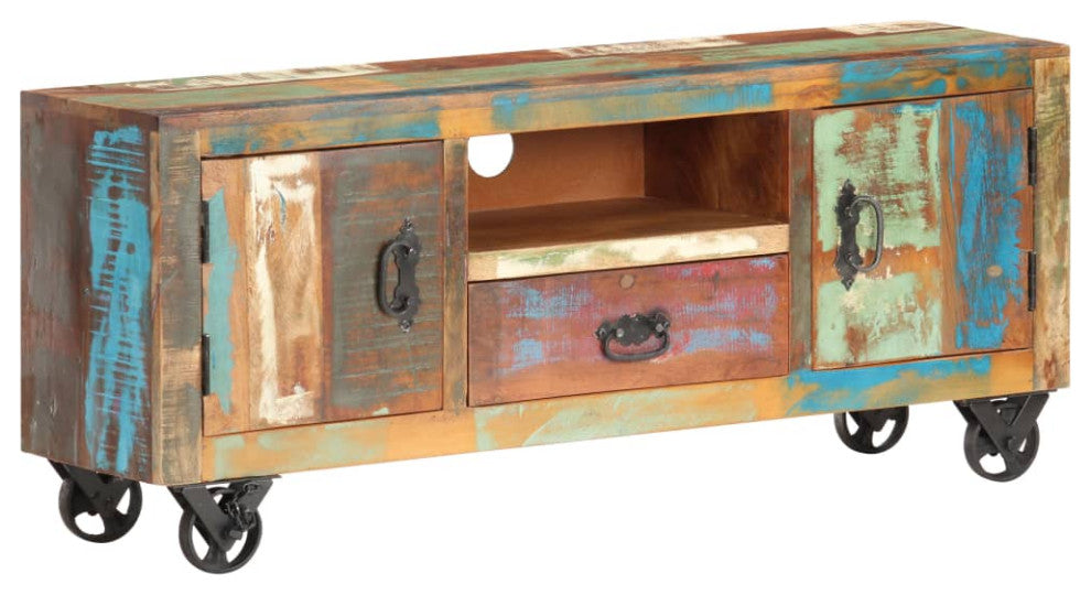 vidaXL TV Cabinet Solid Reclaimed Wood Lowboard Stereo HiFi Plasma Stand Unit