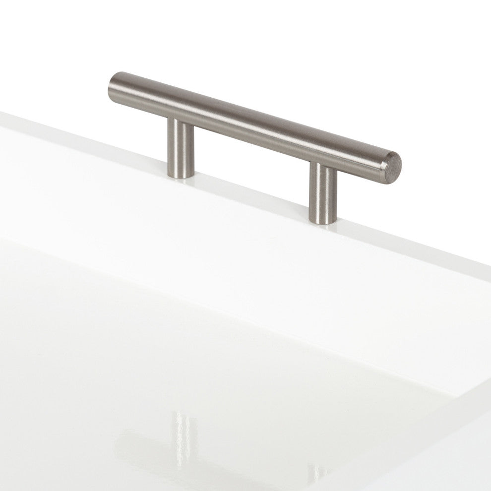 Lipton Decorative Wood Tray With Metal Handles, White/Mirror