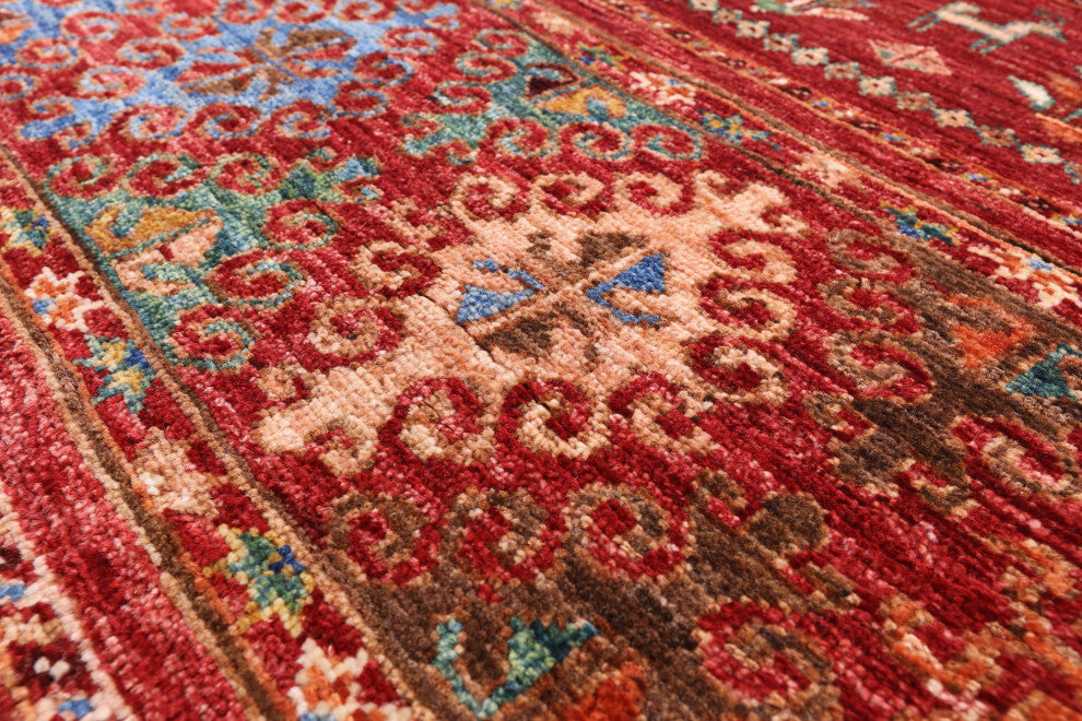 Persian Gabbeh Tribal Hand-Knotted Rug 4' 0" X 5' 11" Q5245