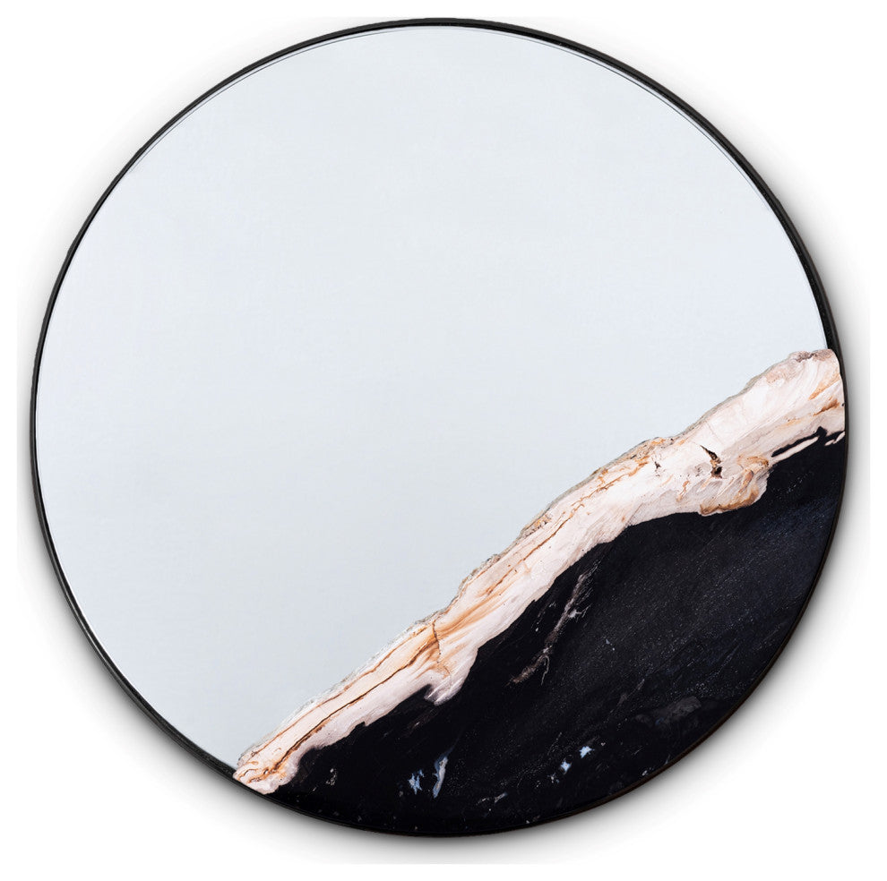 Relique Darby Round Mirror, 23.5", Raw Bronze Frame, Clear Glass