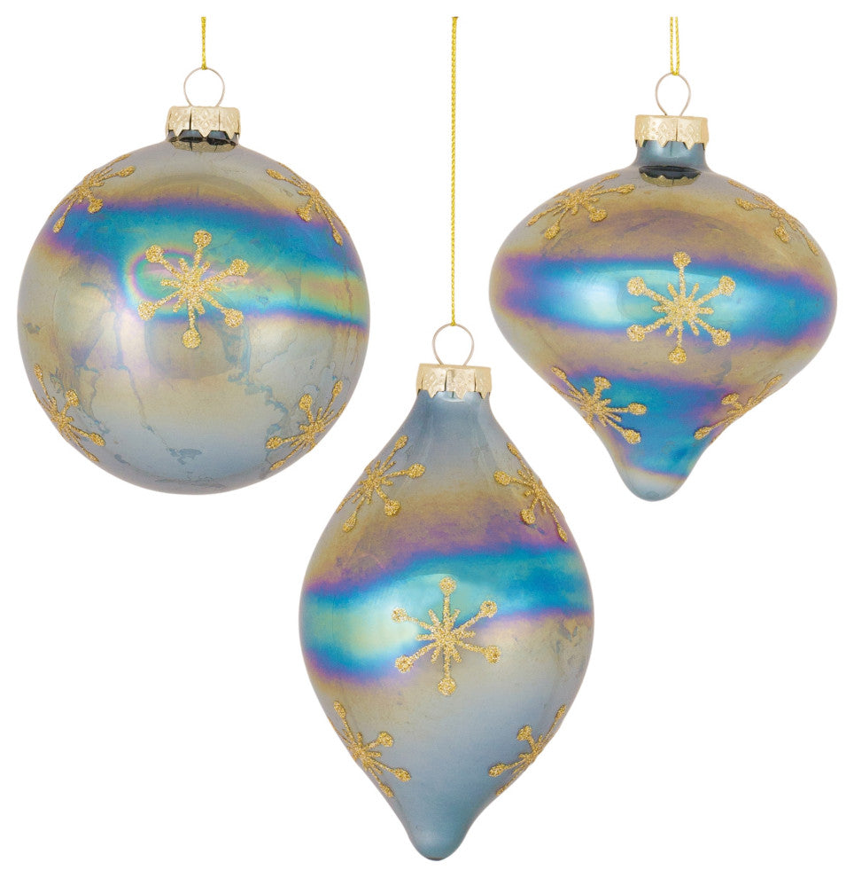 Irredescent Glass Snowflake Ornament, 6-Piece Set