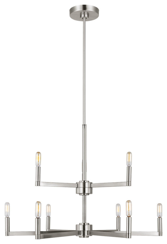 Fullton Nine Light Chandelier, Brushed Nickel