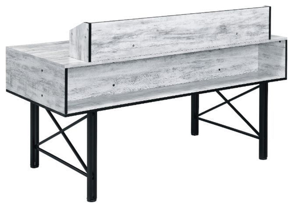 5 Storage Drawers Computer Desk, Antique White and Black