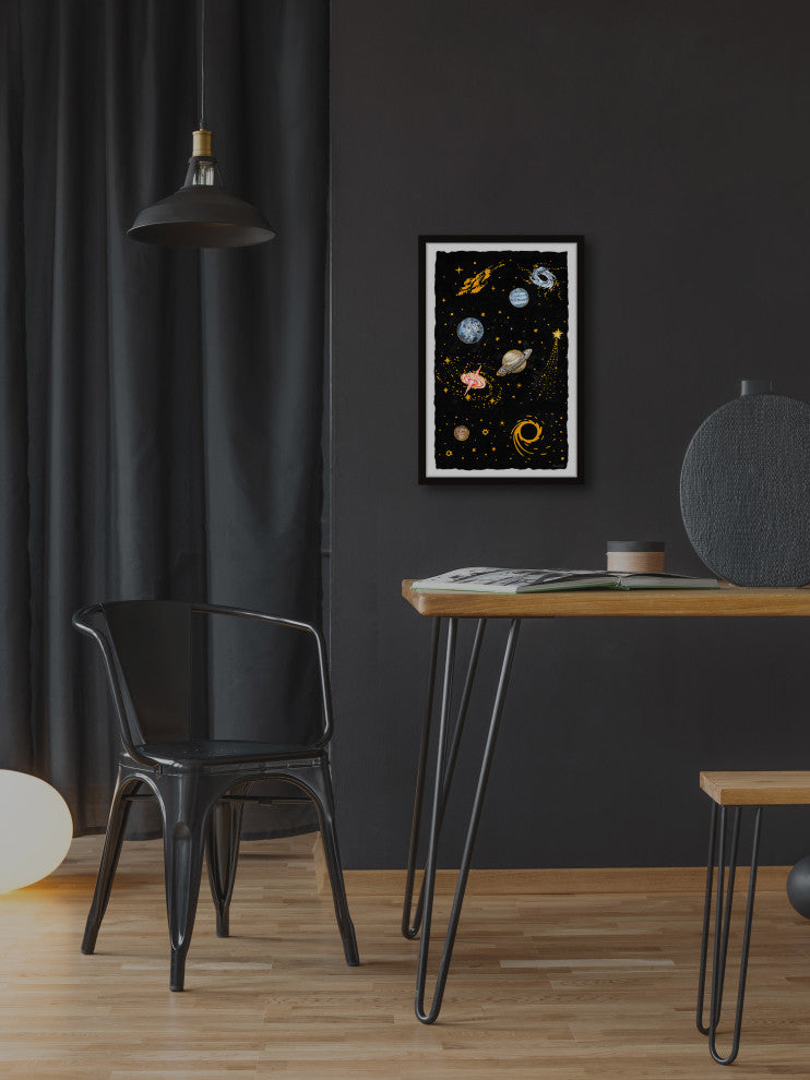 "Dark Outer Space" Framed Painting Print, 8x12