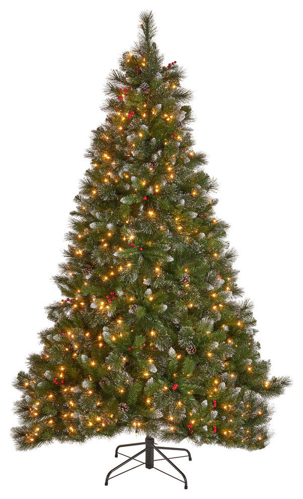 9' Mixed Spruce Artificial Christmas Tree, Pre-Lit Clear