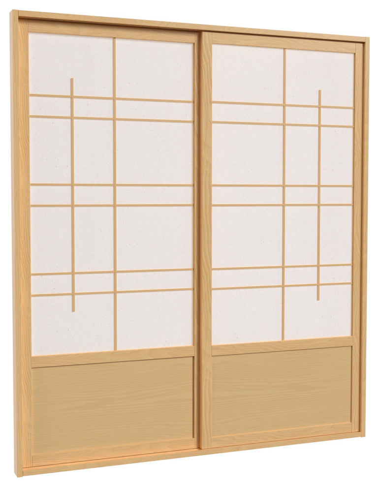 7' Tall Eudes Shoji Sliding Door Kit, Double, Sided, Natural