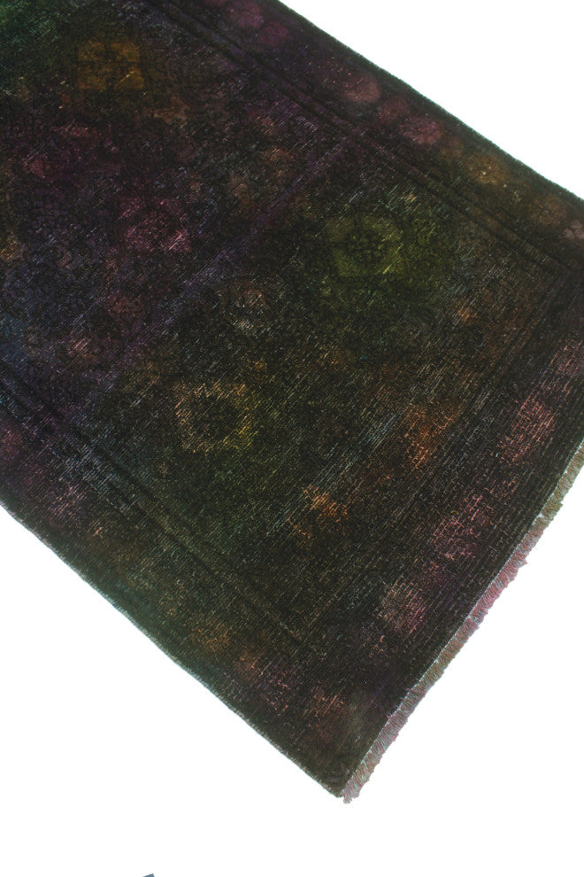 Vintage Distressed Rainbow-dyed Deana Green Runner