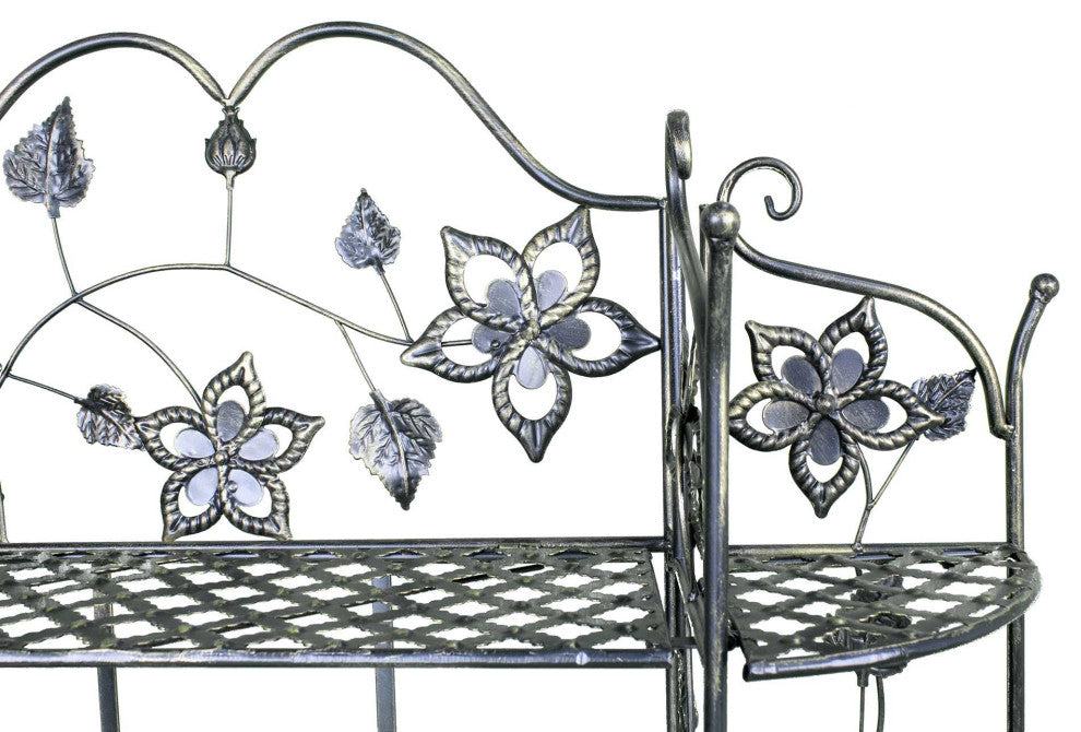 HomeRoots 25" X 5" X 50" Blackened Brass Steel Bakers Rack With Shelves