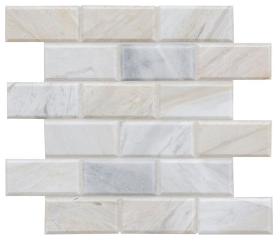 Athena Gold Honed And Beveled 11.81X11.81 Marble Mosaic, 10 Sheets
