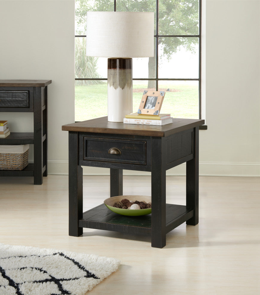 Monterey End Table, Two-Tone Black and Brown