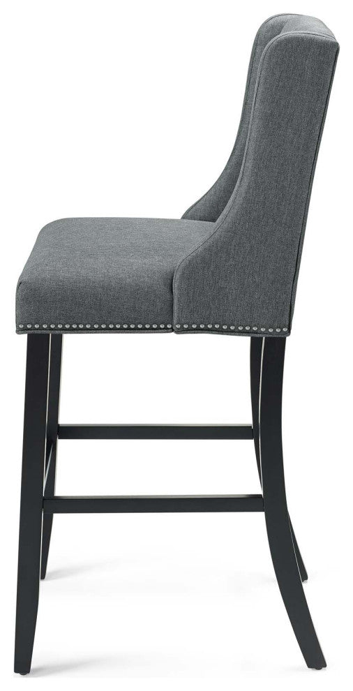 Bar Stool Chair Barstool, Fabric, Wood, Gray, Modern, Bar Pub Restaurant