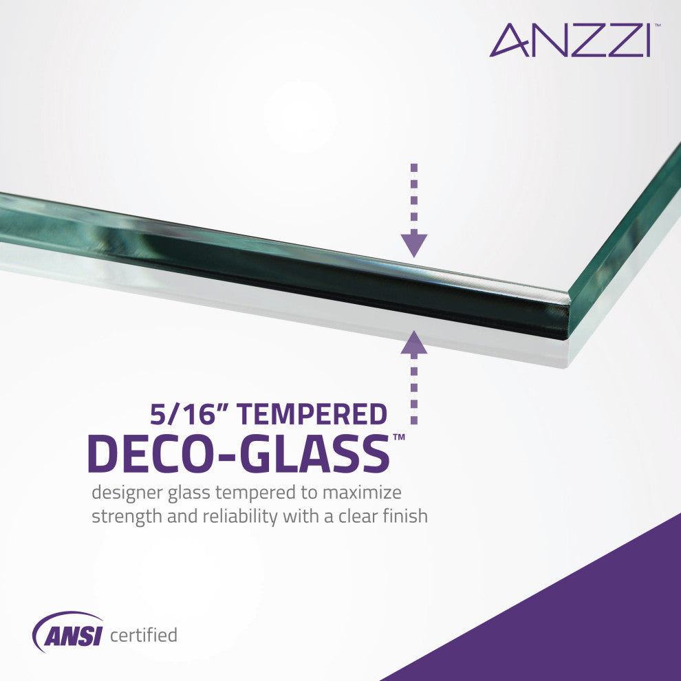 ANZZI Stellar 76" H Frameless Sliding Shower Door, Matte Black, 48" W