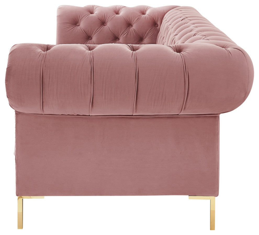 Inspired Home Ariadna Sofa Button Tufted, Rust Velvet