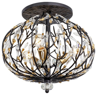 Bask 3-Lt Crystal Semi-Flush - Matte Black/French Gold