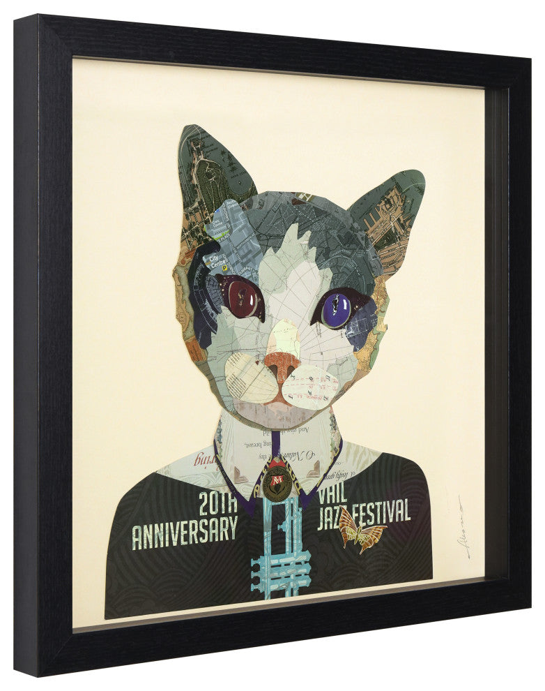 Cats Set Dimensional Collage Wall Art Framed Under Glass, Set of 4