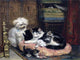 Tile Mural Dog Cat Kittens By H. Ronner-Knip, 6"x8", Matte