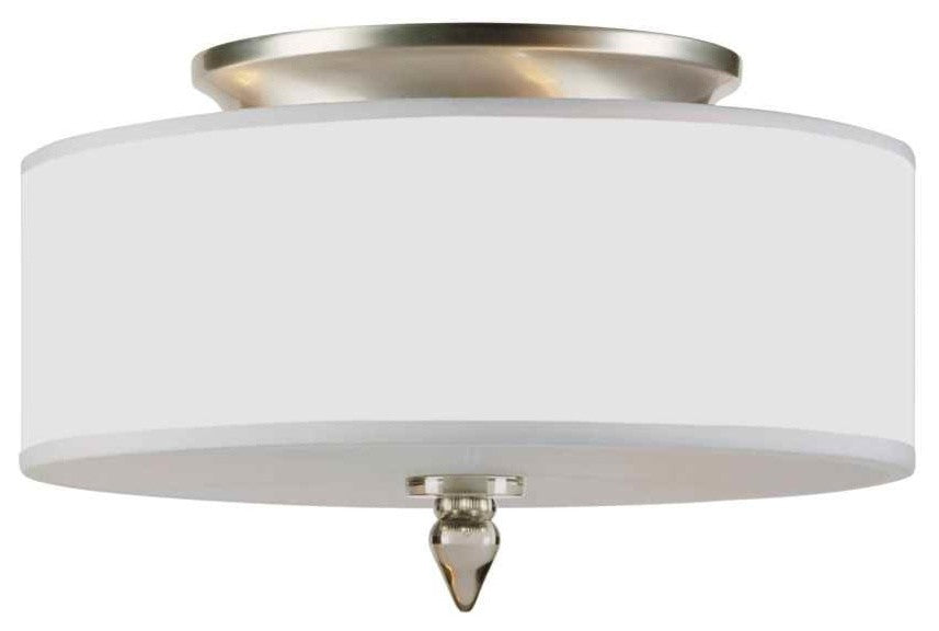 Luxo 3-Light Drum Shade Nickel Flush Mount
