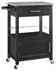 Mitchell Black Kitchen Cart With Granite Top Black