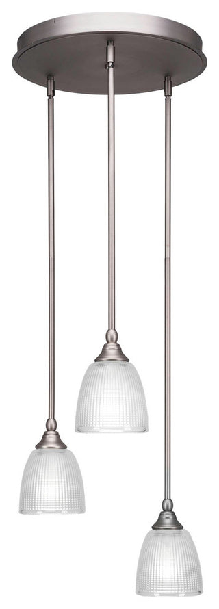 Empire 3-Light Cluster Pendalier, Brushed Nickel/Clear Ribbed