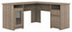 L-Shaped Desk, Worktop With USB Charging Ports & Cable Management, Ash Gray