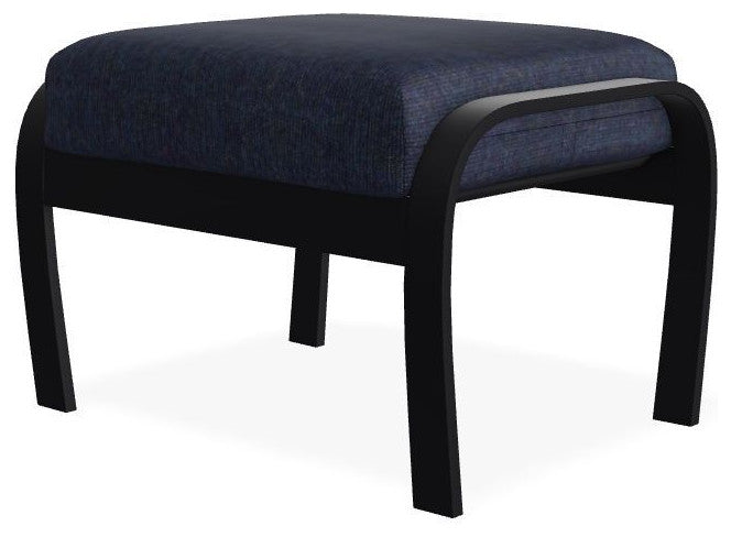 Belle Isle Cushion Outdoor Ottoman, Indigo/Black