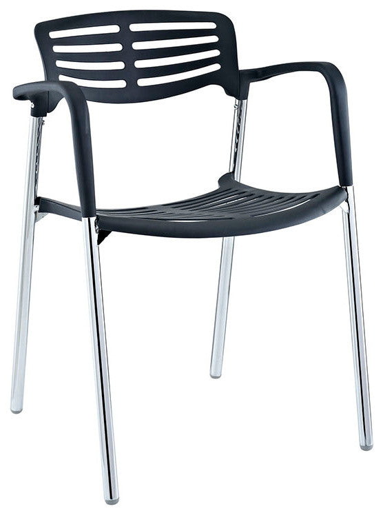 Modern Contemporary Kitchen Stacking Chair Black, Outdoor and Indoor