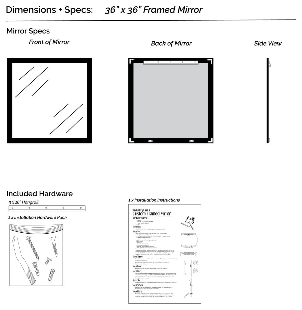 Oxfordshire Framed Wall Mirror, Pewter, 36" X 36"