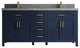 Cambridge 72 Double Sink Bath Vanity in Hale Navy Blue 2" Piatra Gray