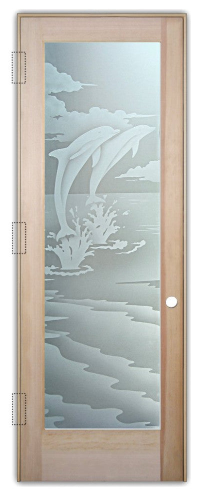 Interior Prehung Door or Interior Slab Door - Dolphins Leaping - Douglas Fir...