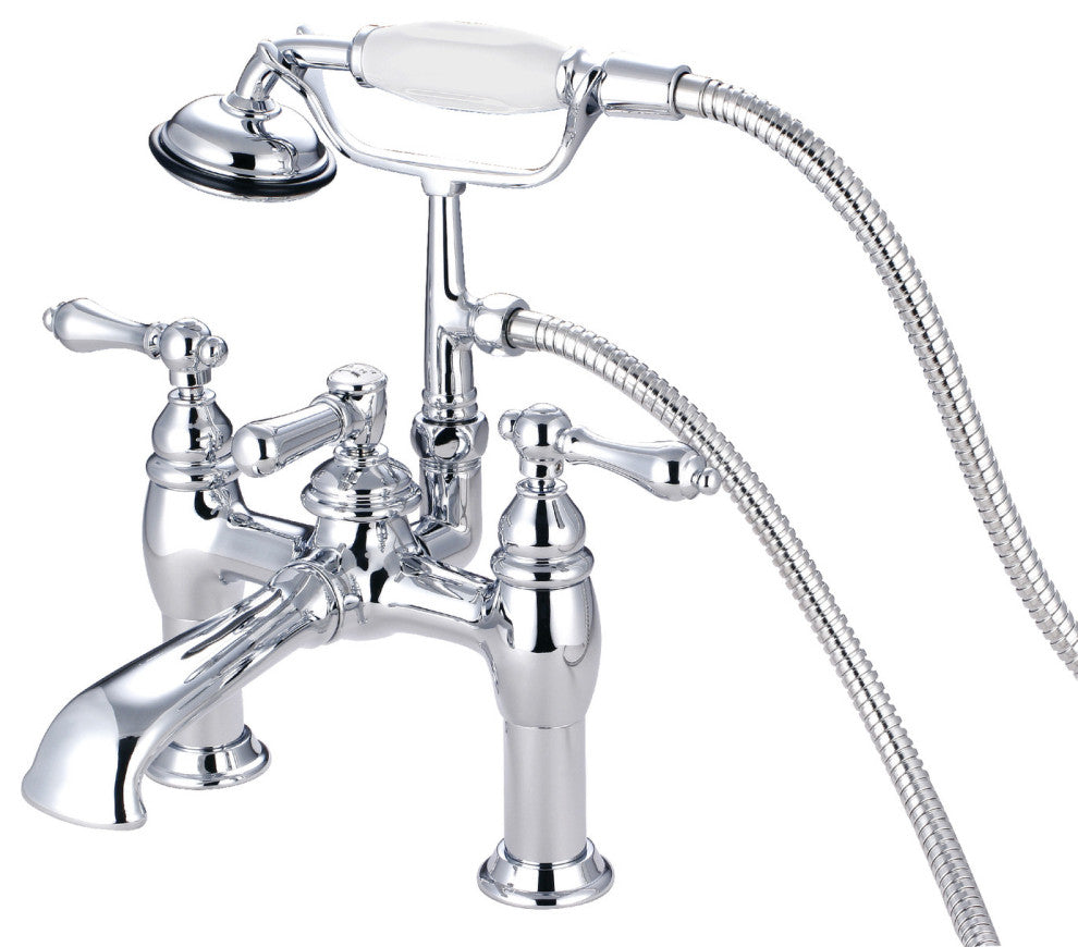 Kingston Brass 7" Deck Mount Tub Faucet With Hand Shower, Polished Chrome