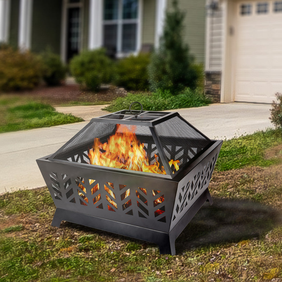 22.82'' H x 26'' W Iron Wood Burning Outdoor Fire Pit