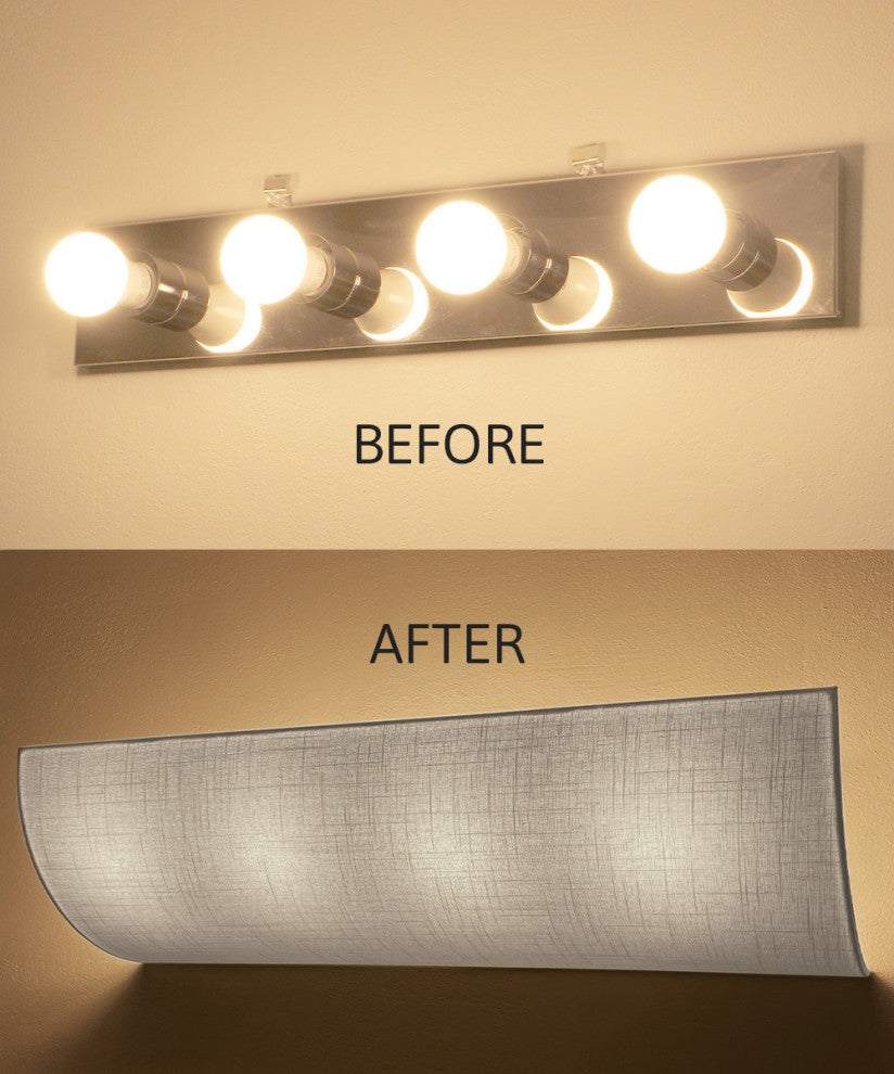 Moderne Vanity Light Cover Conversion Kit, 32"W White Textured Fabric Shade - DI