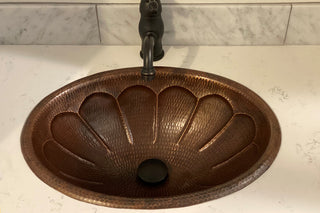 LO19RSBDB Sunburst Self Rimming Hammered Copper Sink