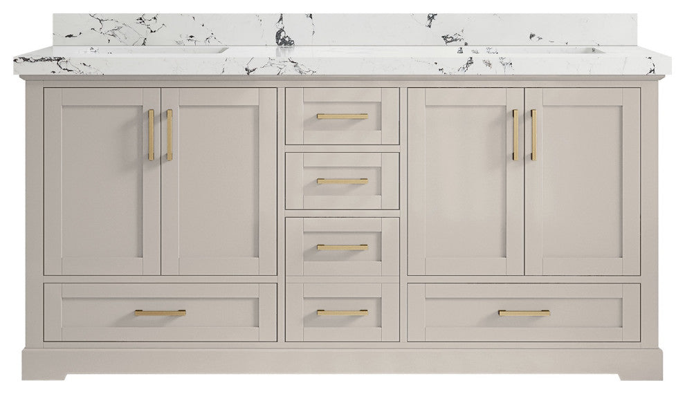 Boston 72" Double Sink Bath Vanity in Fine Grain 2" Viola Night