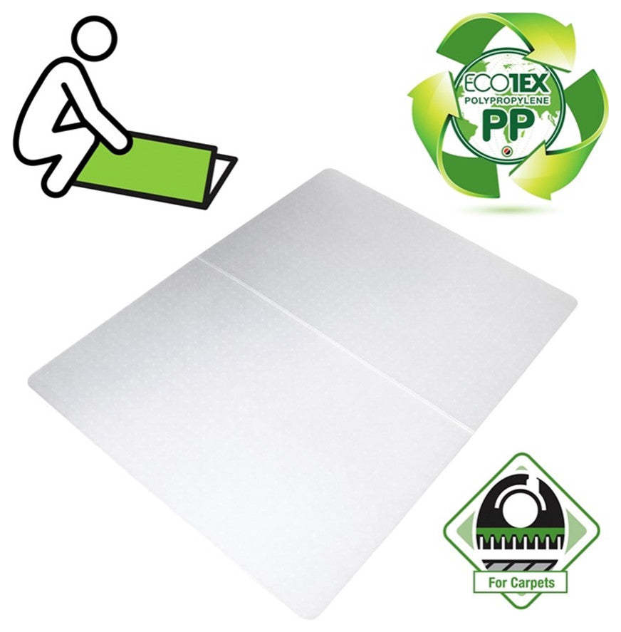 Cleartex Polypropylene Rectangular Foldable Chair Mat for Carpets - 35" x 46"