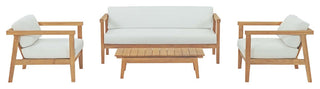 Bayport 4 Piece Outdoor Patio Teak Set EEI-3111-NAT-WHI-SET