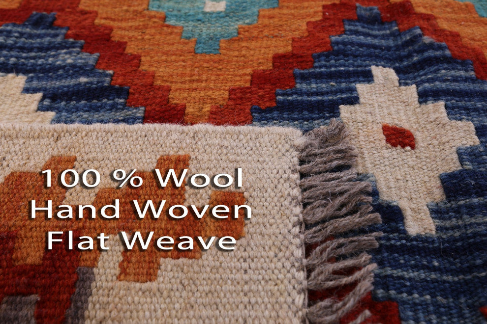 2' 8" X 9' 7" Runner Reversible Kilim Flat Weave Wool On Wool Rug - Q12561