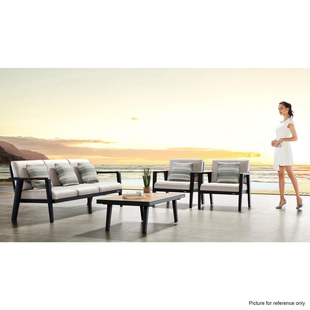 Emoti Aluminum Teak Patio Single Sofa - Series 6977