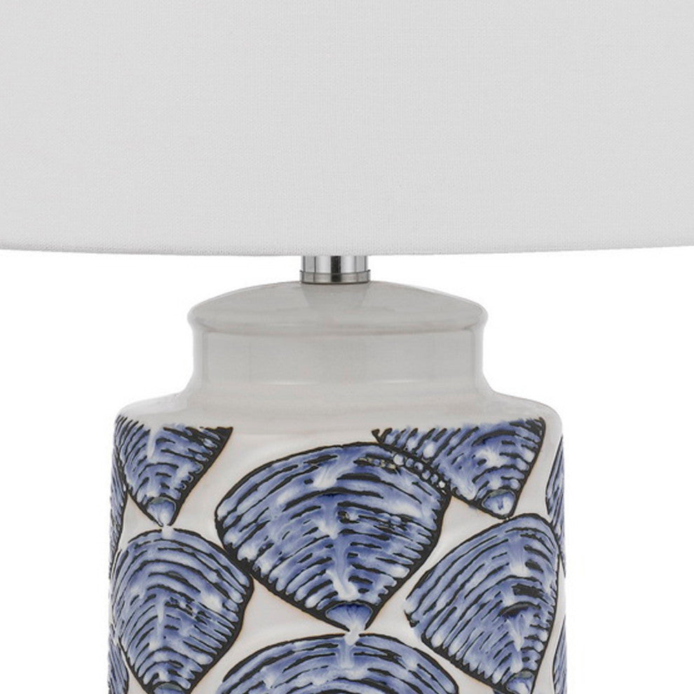 Benzara BM272350 27" Coastal Ceramic Table Lamp, Dimmer, Sea Shells, Blue