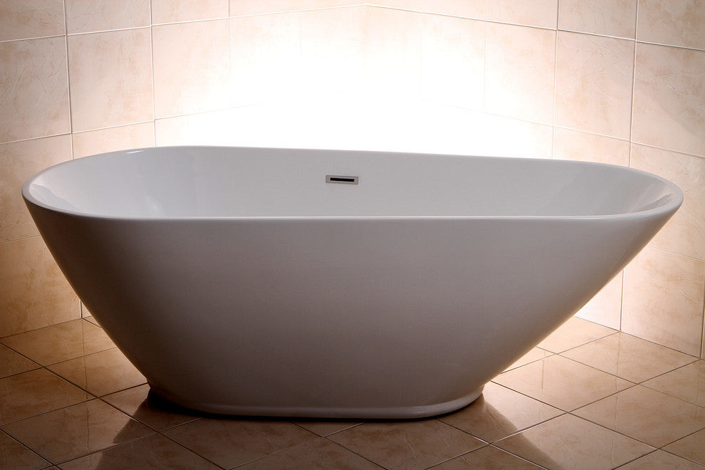 Aqua Eden 69" Acrylic Freestanding Oval Tub With Drain, White