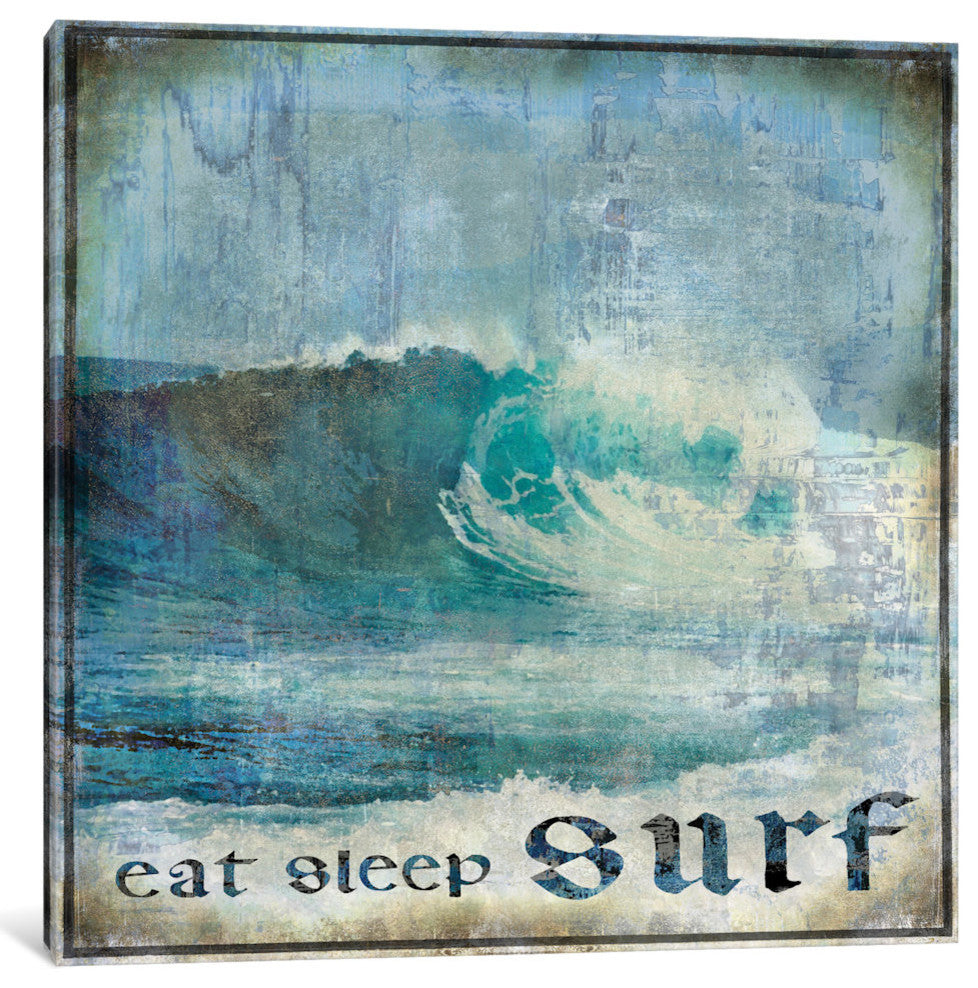 "Eat Sleep Surf" by Charlie Carter, Canvas Print, 12"x12"
