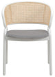 LeisureMod Ervilla Dining Armchair With White Steel Base Set of 2, Gray
