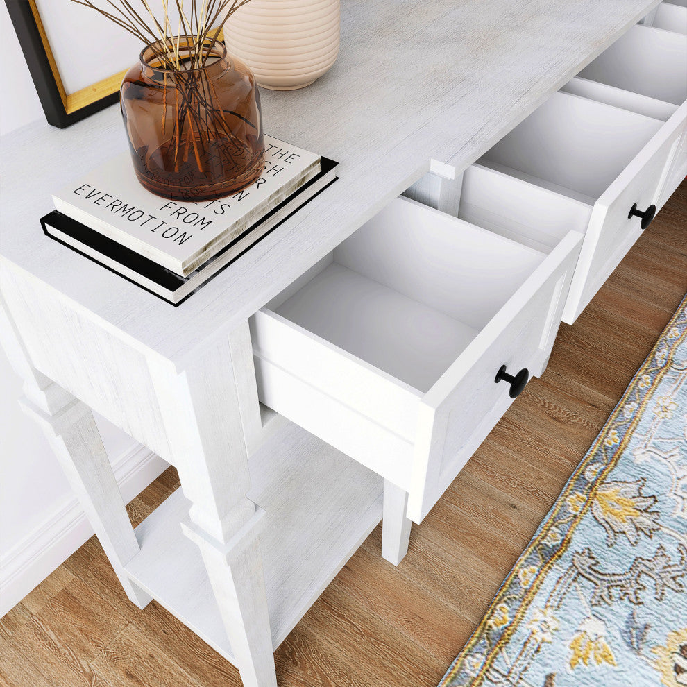 30" Tall MDF 4-Drawer Console Table in White
