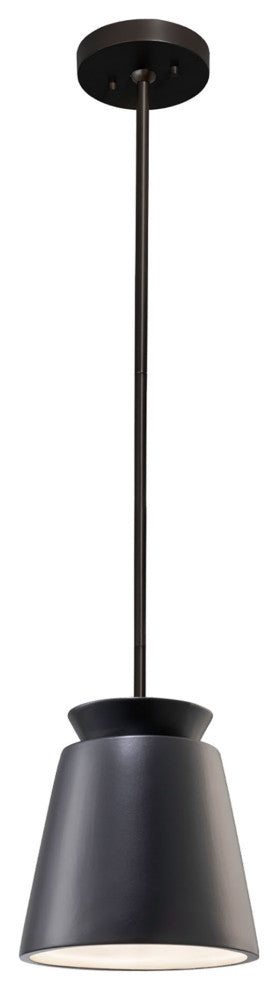 Small Trapezoid Pendant, Carbon Matte Black, Matte Black, Incandescent