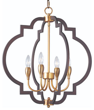 Maxim 20293 Crest 22"W 4 Light Chandelier - Oil Rubbed Bronze and Antique Brass
